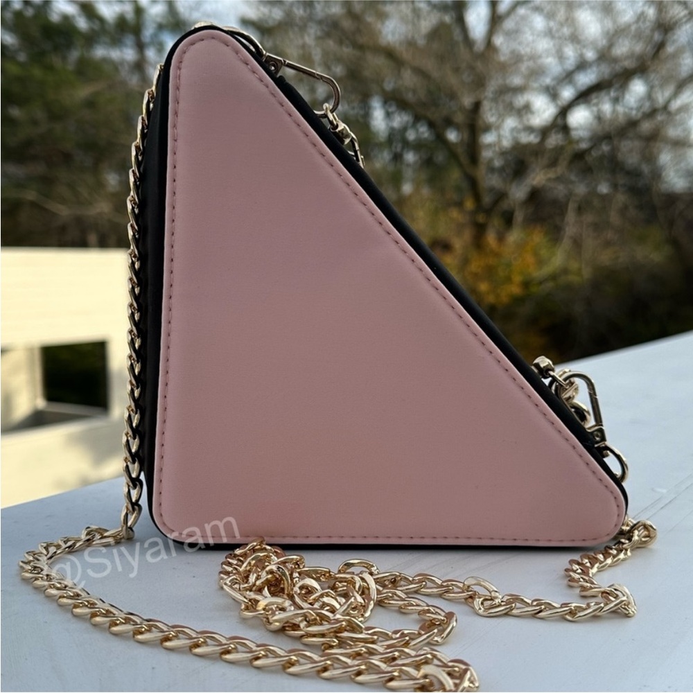 Prada Pink Triangle Clutch with Gold Chain - Picture 5 of 12